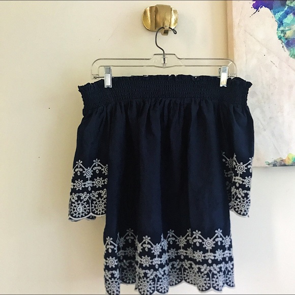 Abercrombie & Fitch Tops - A&F Embroidered Hem Off-The-Shoulder Top
